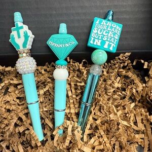 Elegant Turquoise Decorative Pens Set